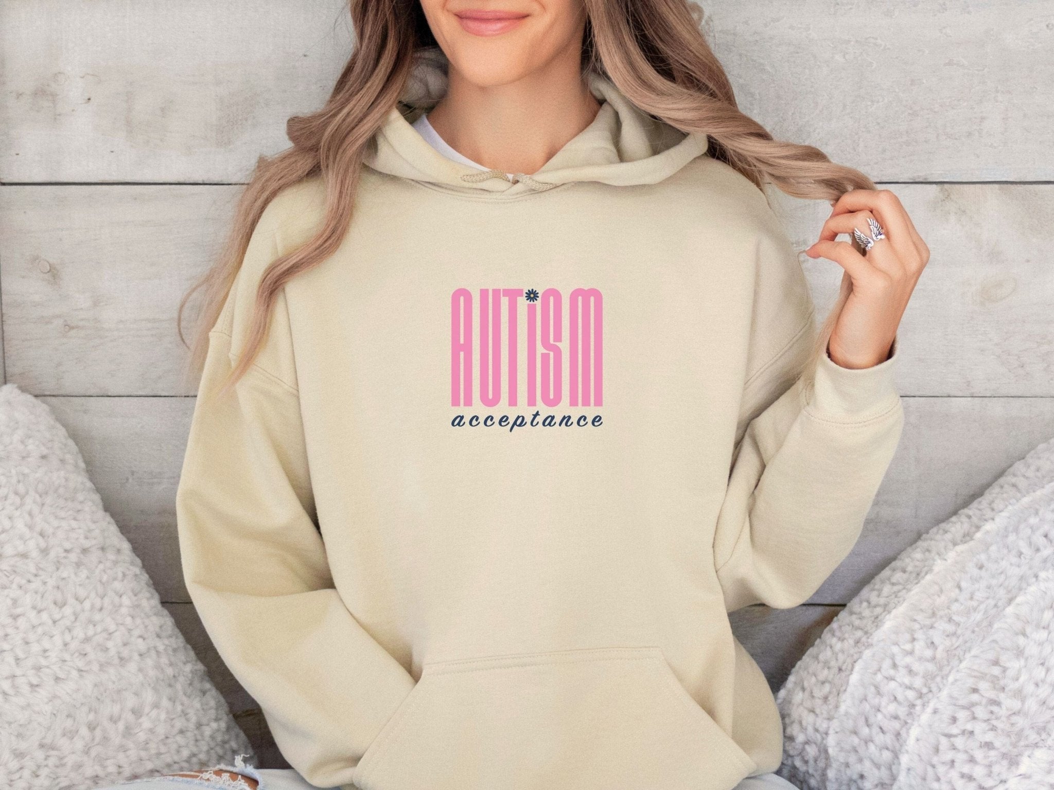 Autism Hoodie - Autism Acceptance Retro Pink Hoodie - Daily Bloom
