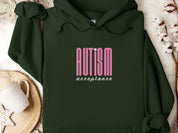 Autism Acceptance Retro Pink Hoodie-Forest Green-Neurodiversity, ADHD & Autism Awareness & Acceptance Hoodie by Daily Bloom