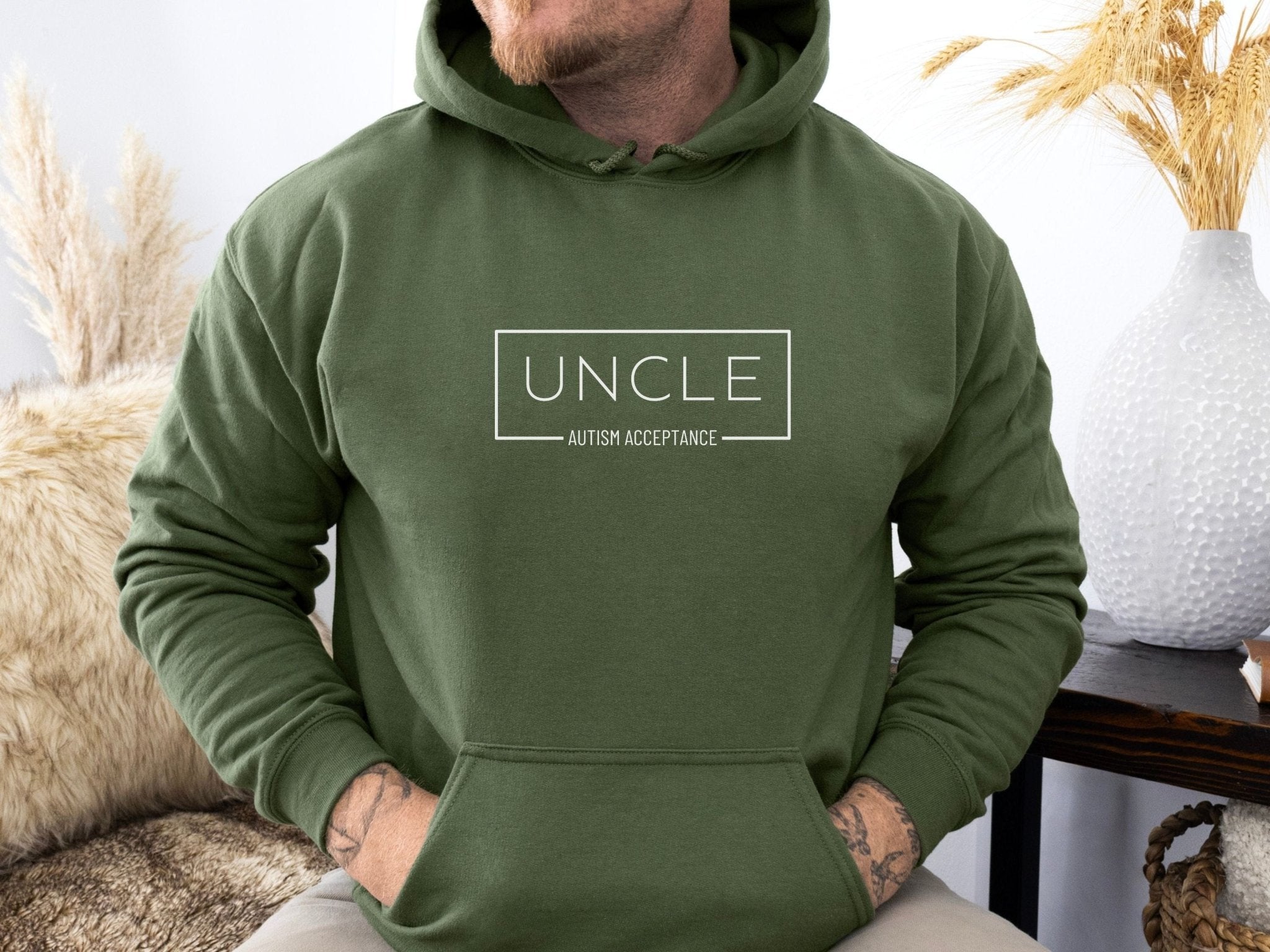 Autism Hoodie - Autism Acceptance Uncle Box Hoodie - Daily Bloom