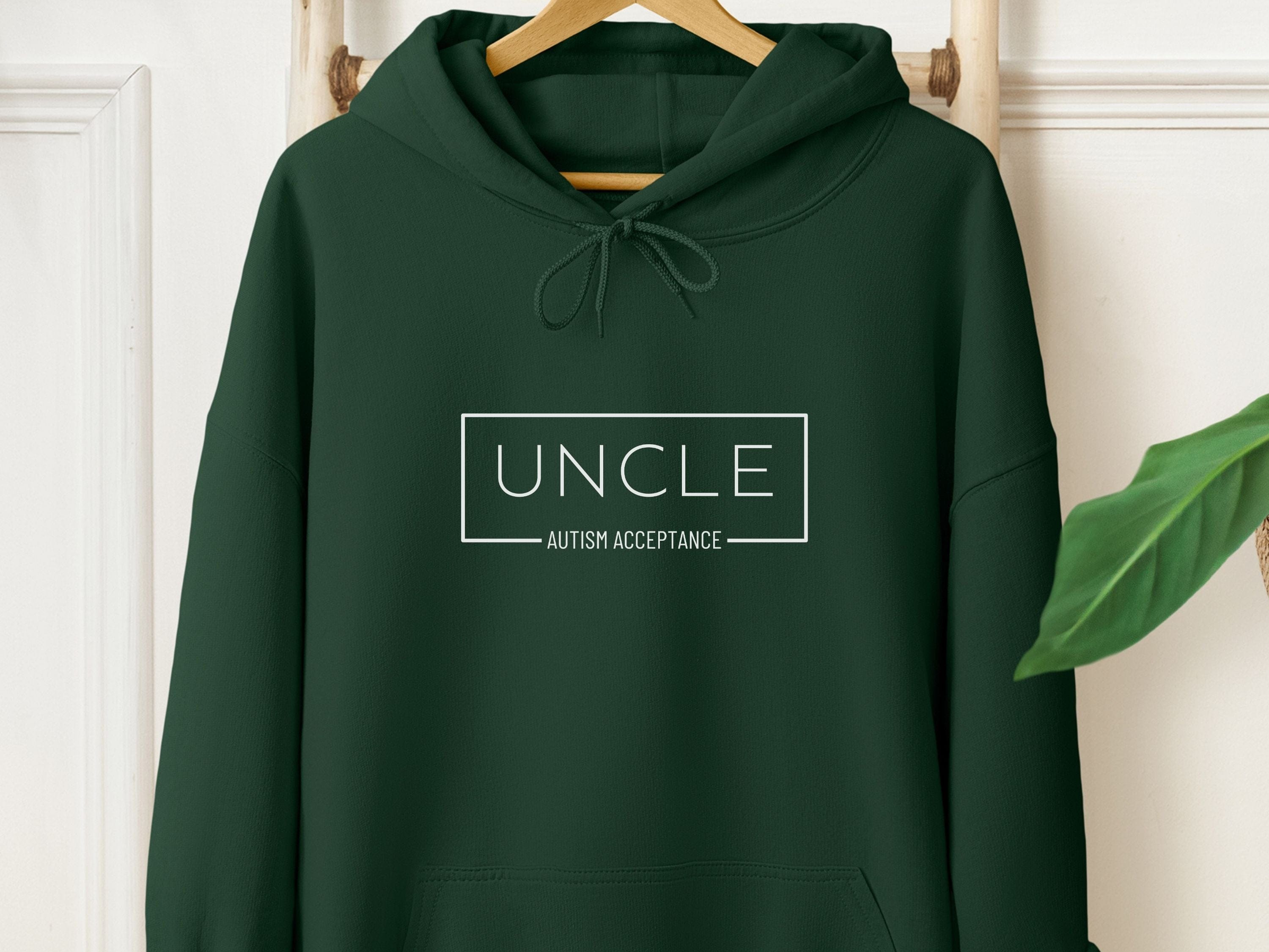 Autism Acceptance Uncle Box Hoodie-Forest Green-Neurodiversity, ADHD & Autism Awareness & Acceptance Hoodie by Daily Bloom
