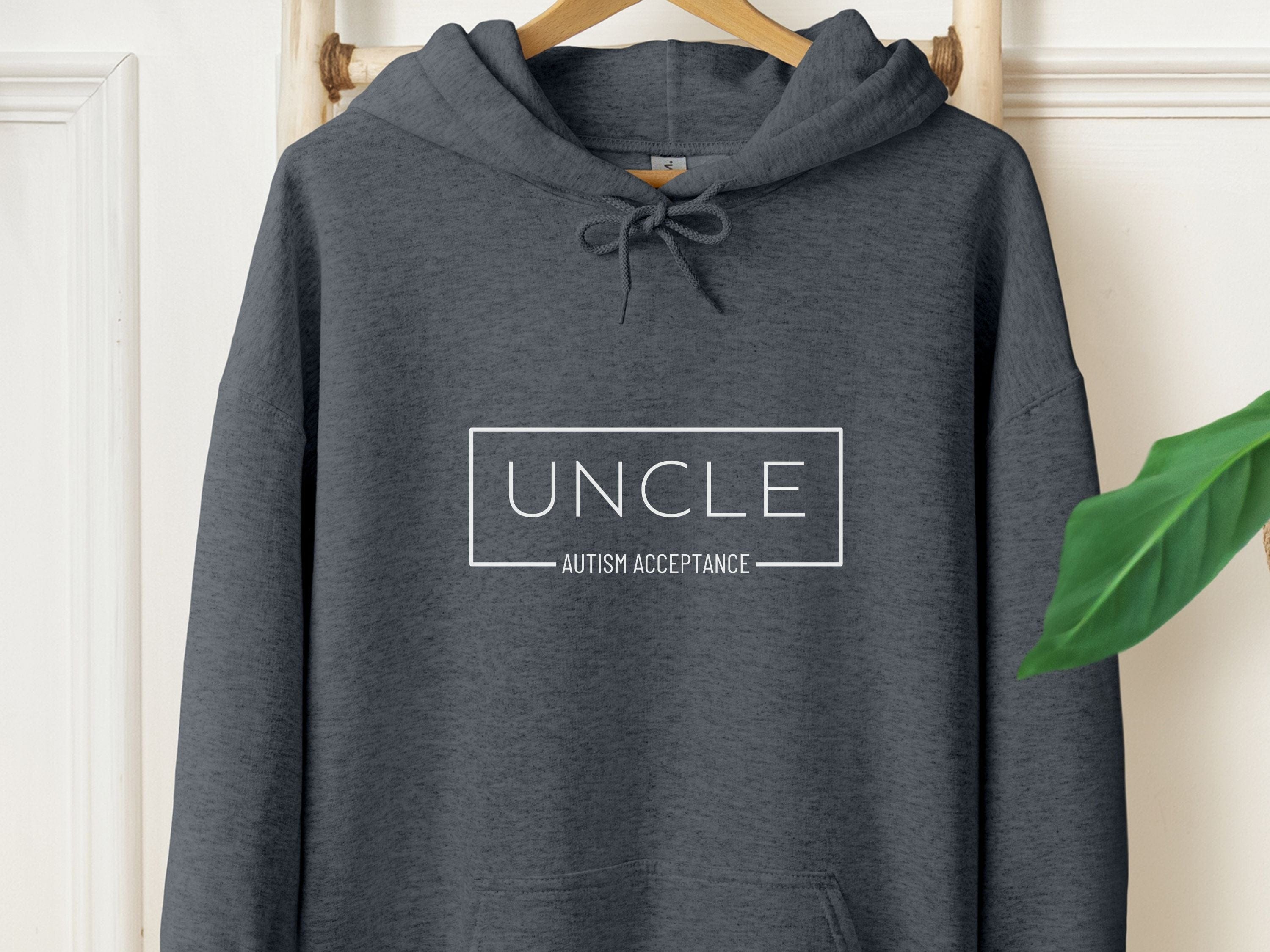 Autism Acceptance Uncle Box Hoodie-Dark Heather-Neurodiversity, ADHD & Autism Awareness & Acceptance Hoodie by Daily Bloom