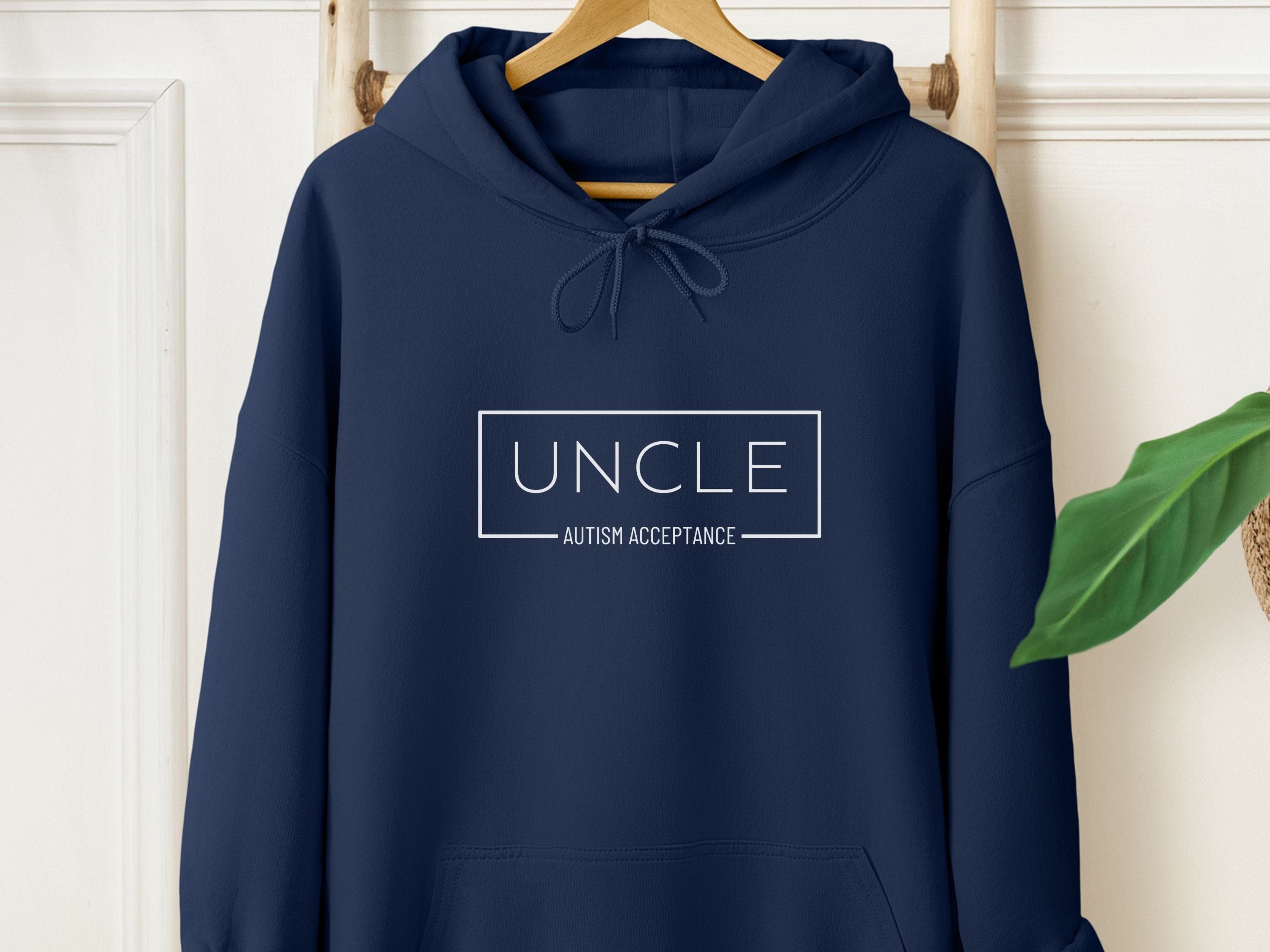 Autism Acceptance Uncle Box Hoodie-Navy-Neurodiversity, ADHD & Autism Awareness & Acceptance Hoodie by Daily Bloom