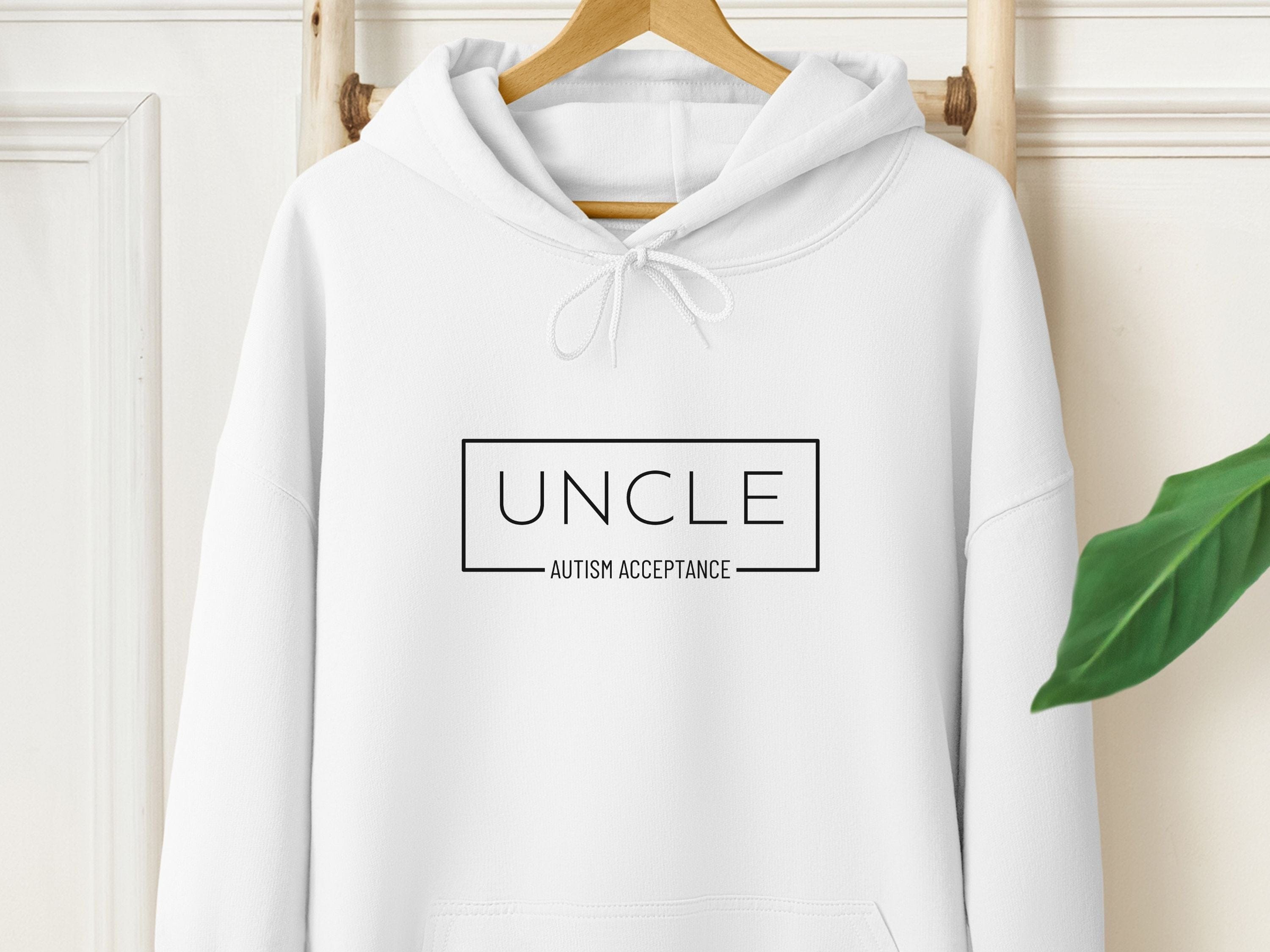 Autism Acceptance Uncle Box Hoodie-White-Neurodiversity, ADHD & Autism Awareness & Acceptance Hoodie by Daily Bloom