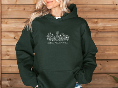 Autism Hoodie - Autism Acceptance Wildflowers Outline Hoodie - Daily Bloom