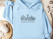 Autism Acceptance Wildflowers Outline Hoodie-Light Blue-Neurodiversity, ADHD & Autism Awareness & Acceptance Hoodie by Daily Bloom