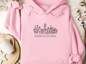 Autism Acceptance Wildflowers Outline Hoodie-Light Pink-Neurodiversity, ADHD & Autism Awareness & Acceptance Hoodie by Daily Bloom