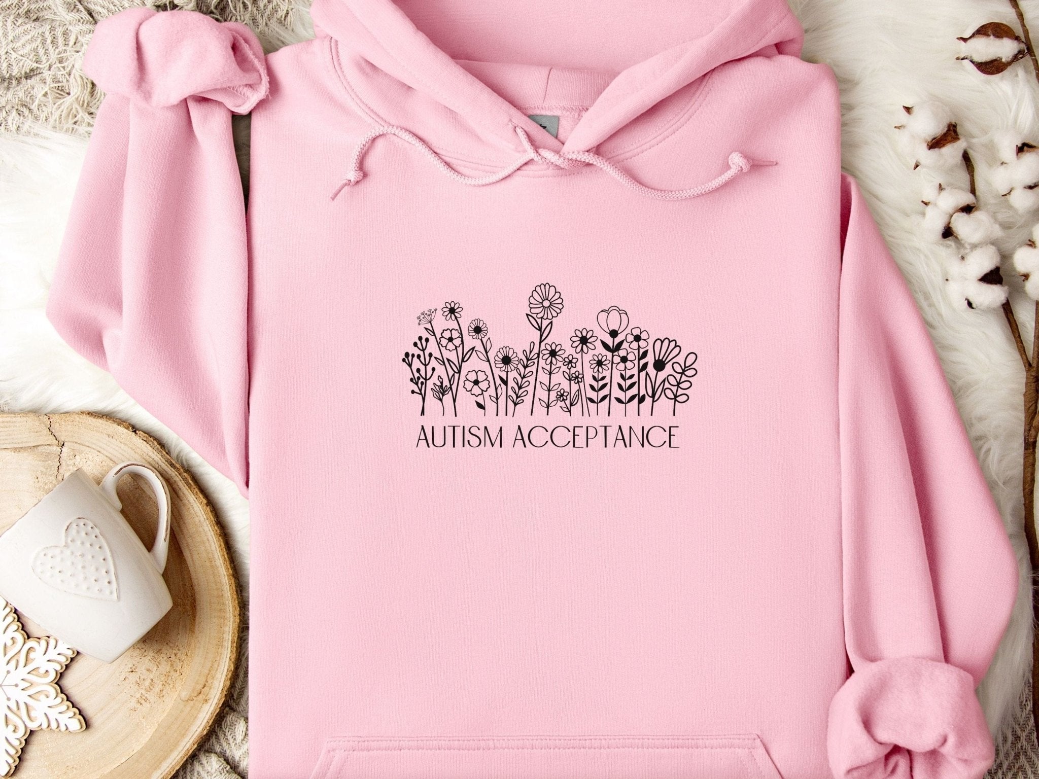 Autism Hoodie - Autism Acceptance Wildflowers Outline Hoodie - Daily Bloom