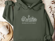 Autism Acceptance Wildflowers Outline Hoodie-Military Green-Neurodiversity, ADHD & Autism Awareness & Acceptance Hoodie by Daily Bloom