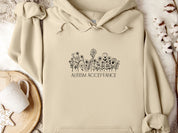 Autism Acceptance Wildflowers Outline Hoodie-Sand-Neurodiversity, ADHD & Autism Awareness & Acceptance Hoodie by Daily Bloom