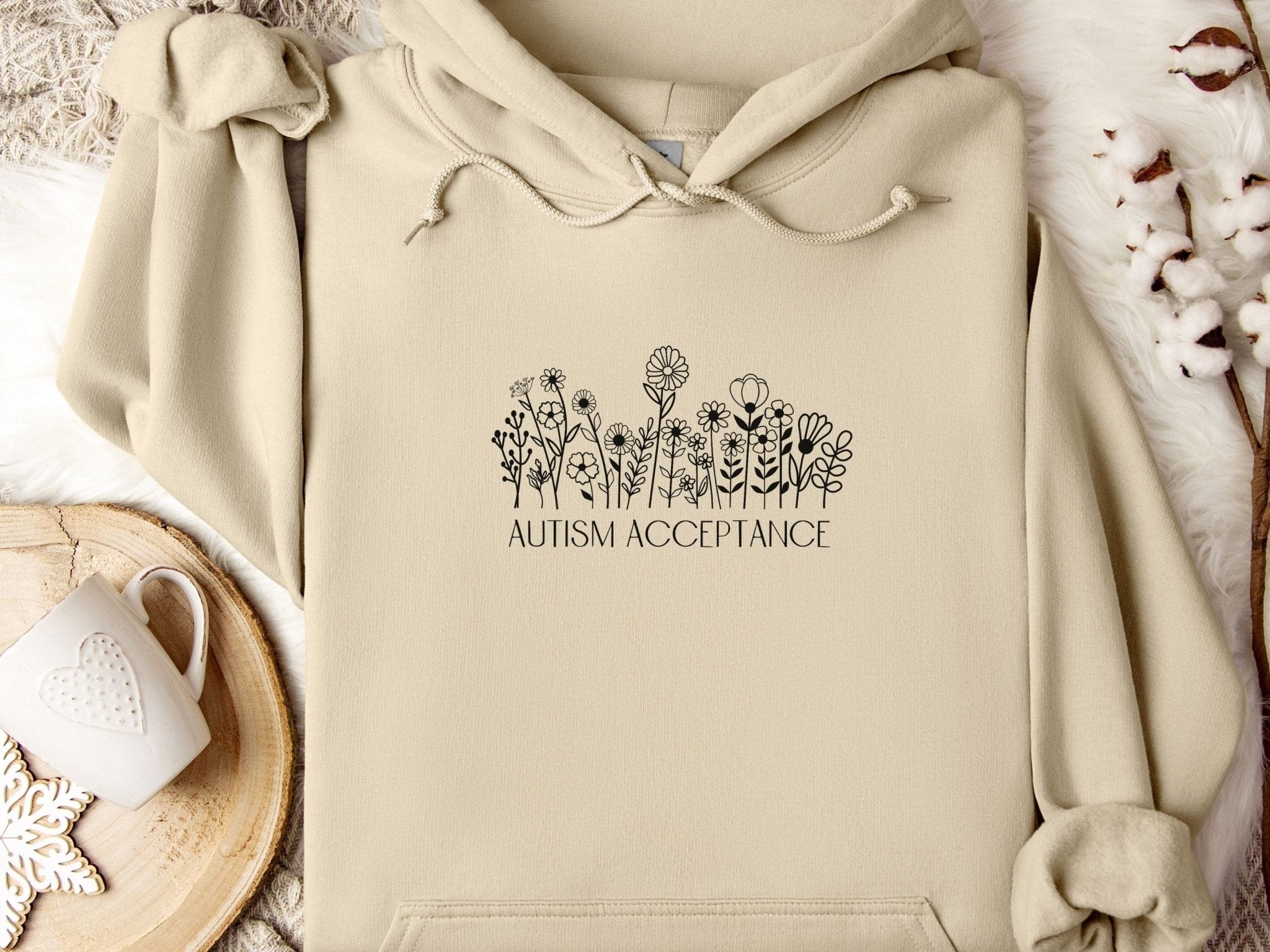 Autism Hoodie - Autism Acceptance Wildflowers Outline Hoodie - Daily Bloom