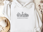 Autism Acceptance Wildflowers Outline Hoodie-White-Neurodiversity, ADHD & Autism Awareness & Acceptance Hoodie by Daily Bloom