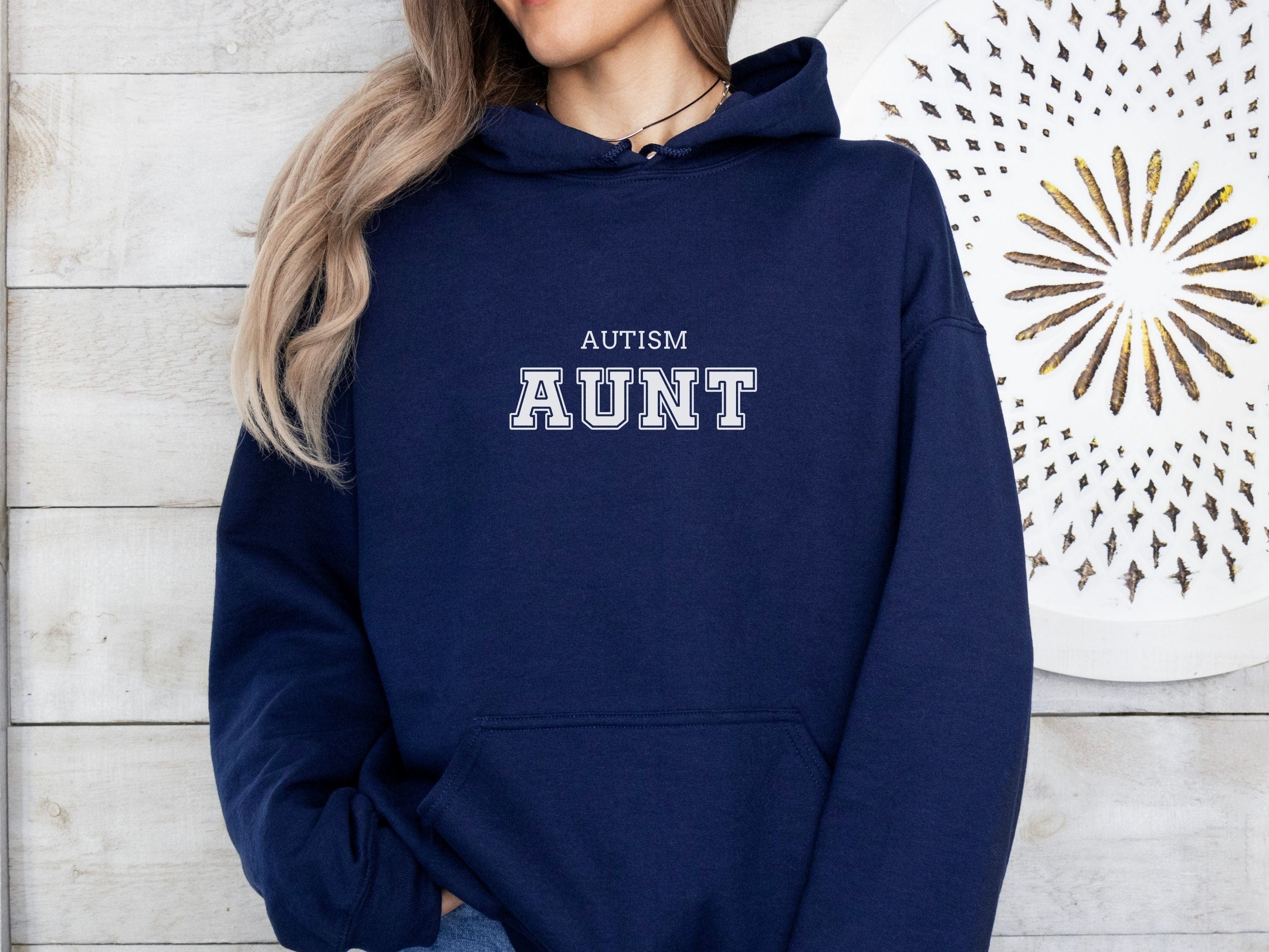 Autism Aunt Hoodie - Collegiate Edition-Neurodiversity, ADHD & Autism Awareness & Acceptance Hoodie by Daily Bloom