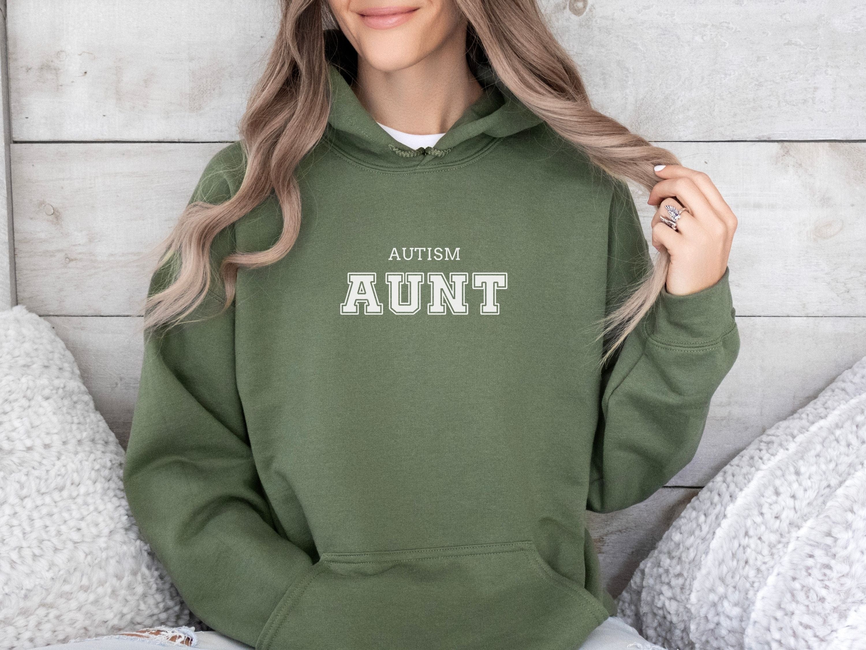 Autism Aunt Hoodie - Collegiate Edition-Neurodiversity, ADHD & Autism Awareness & Acceptance Hoodie by Daily Bloom