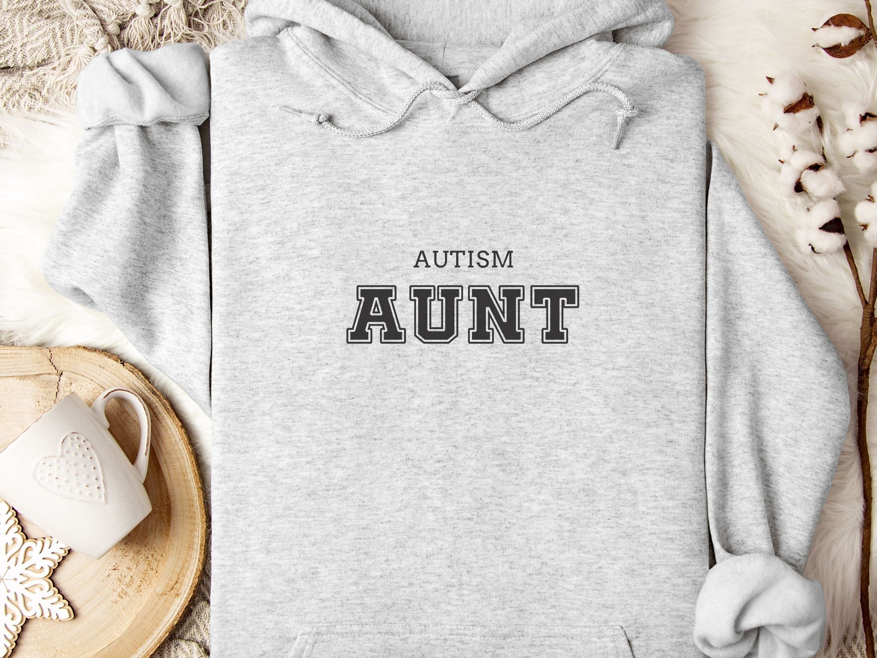 Autism Aunt Hoodie - Collegiate Edition-Ash-Neurodiversity, ADHD & Autism Awareness & Acceptance Hoodie by Daily Bloom