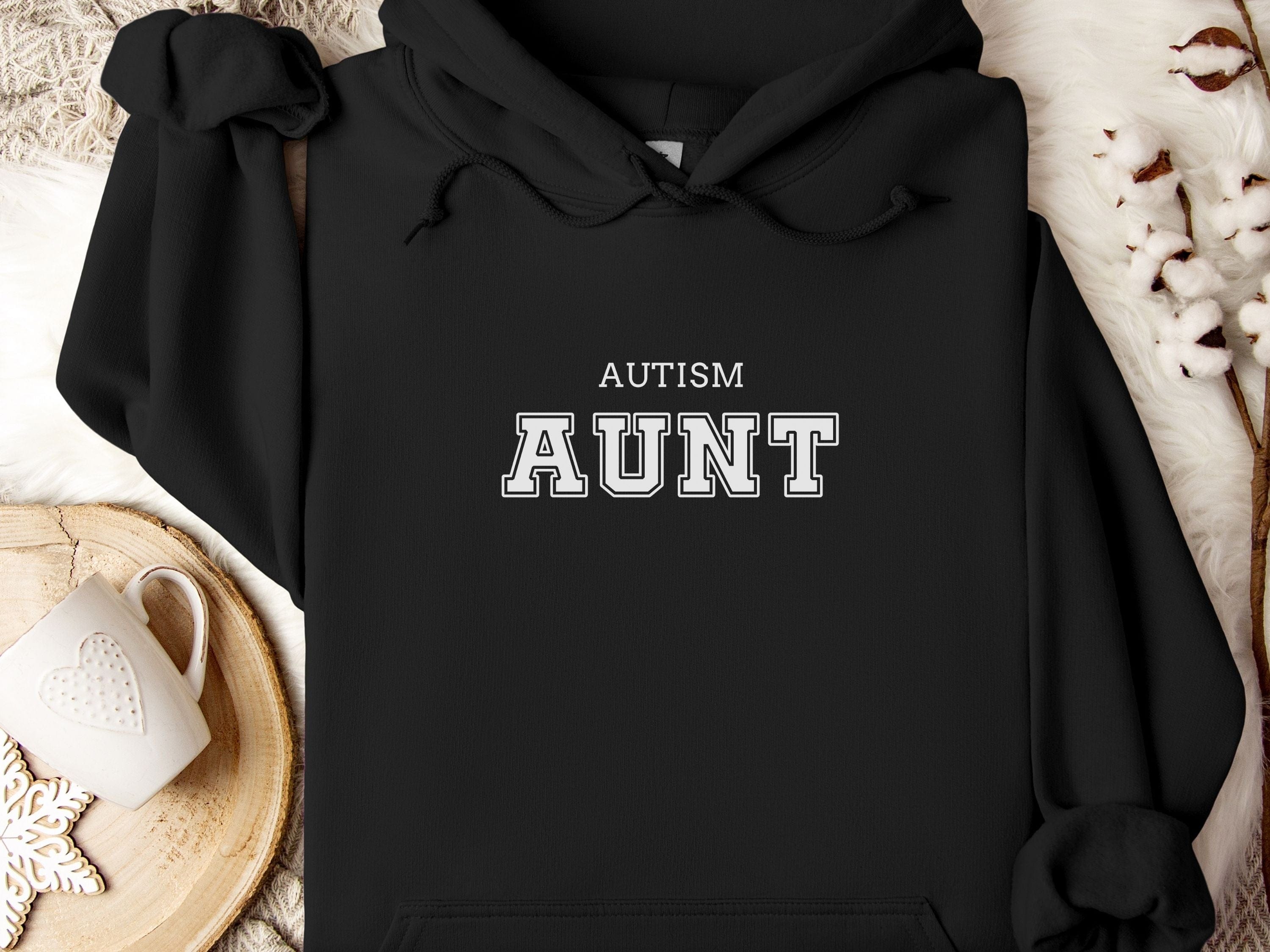 Autism Aunt Hoodie - Collegiate Edition-Black-Neurodiversity, ADHD & Autism Awareness & Acceptance Hoodie by Daily Bloom
