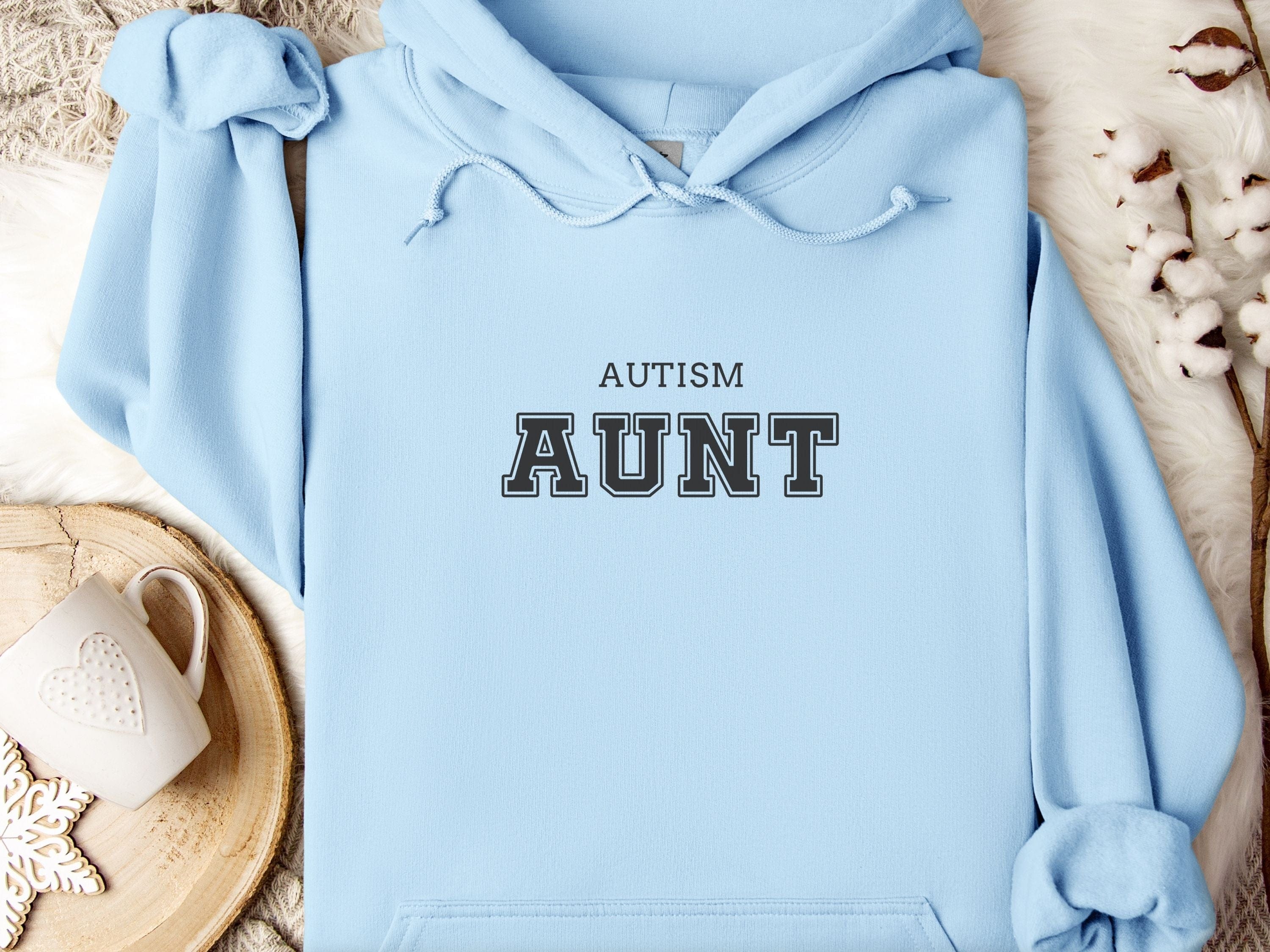 Autism Aunt Hoodie - Collegiate Edition-Light Blue-Neurodiversity, ADHD & Autism Awareness & Acceptance Hoodie by Daily Bloom