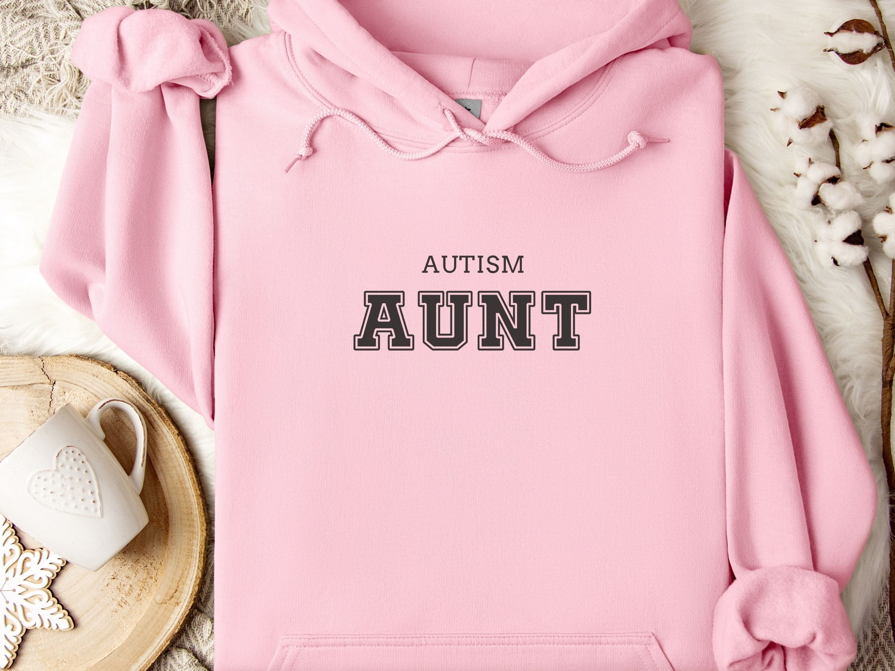 Autism Aunt Hoodie - Collegiate Edition-Light Pink-Neurodiversity, ADHD & Autism Awareness & Acceptance Hoodie by Daily Bloom