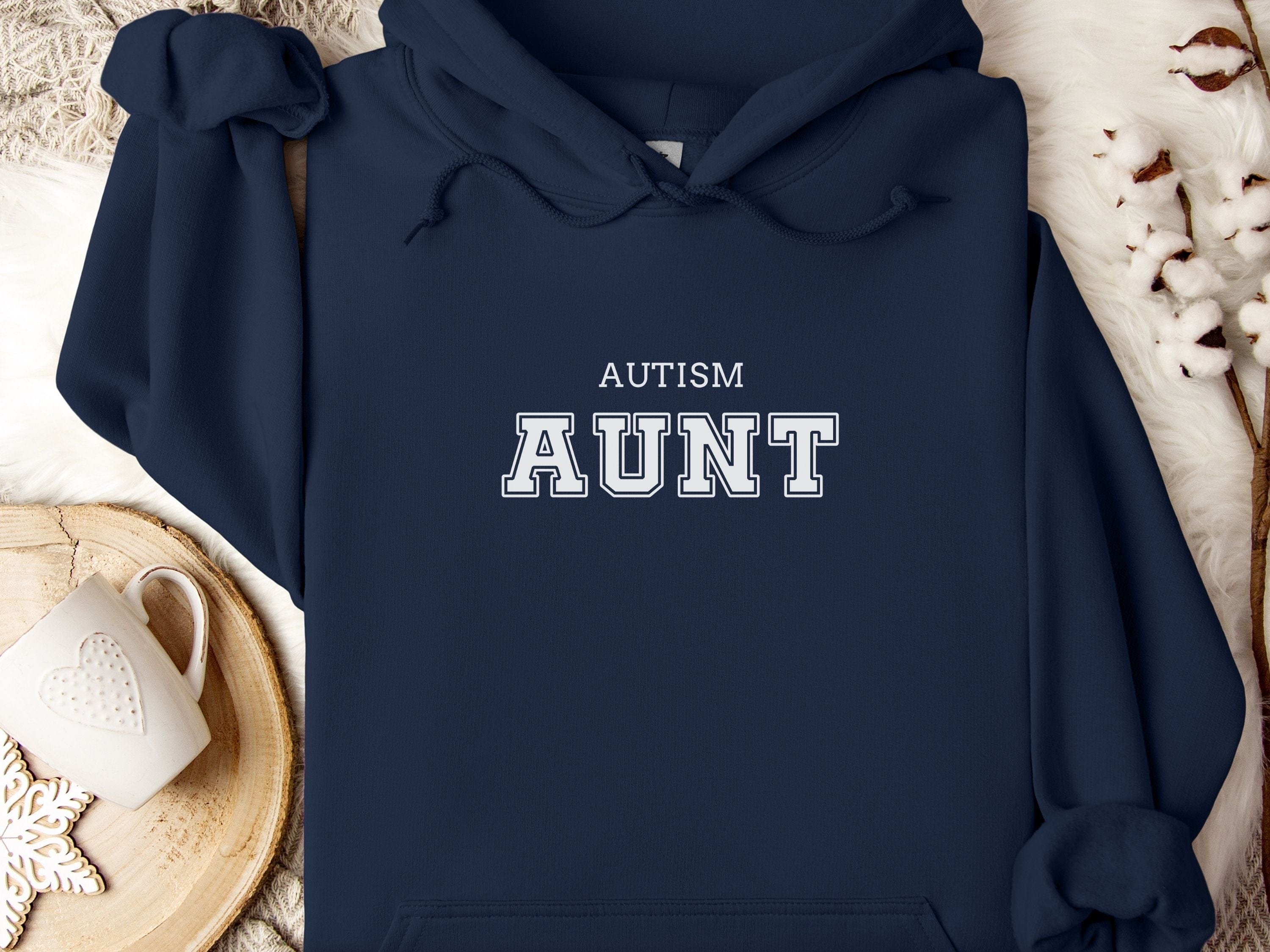 Autism Aunt Hoodie - Collegiate Edition-Navy-Neurodiversity, ADHD & Autism Awareness & Acceptance Hoodie by Daily Bloom