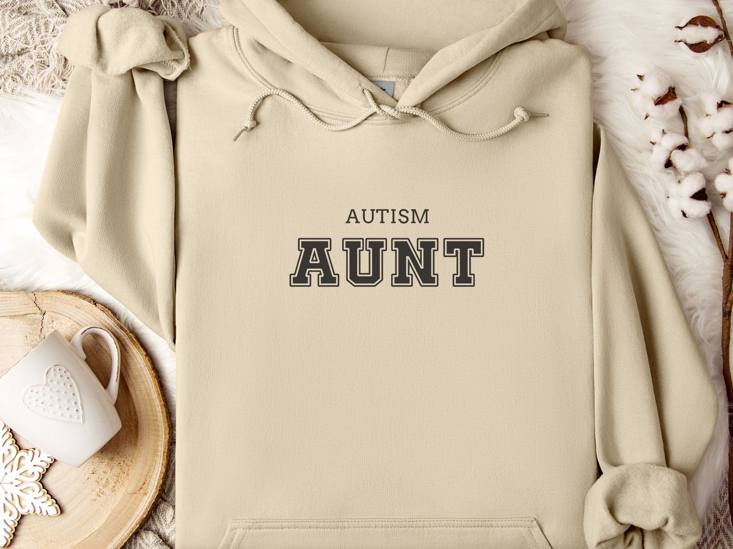 Autism Aunt Hoodie - Collegiate Edition-Sand-Neurodiversity, ADHD & Autism Awareness & Acceptance Hoodie by Daily Bloom