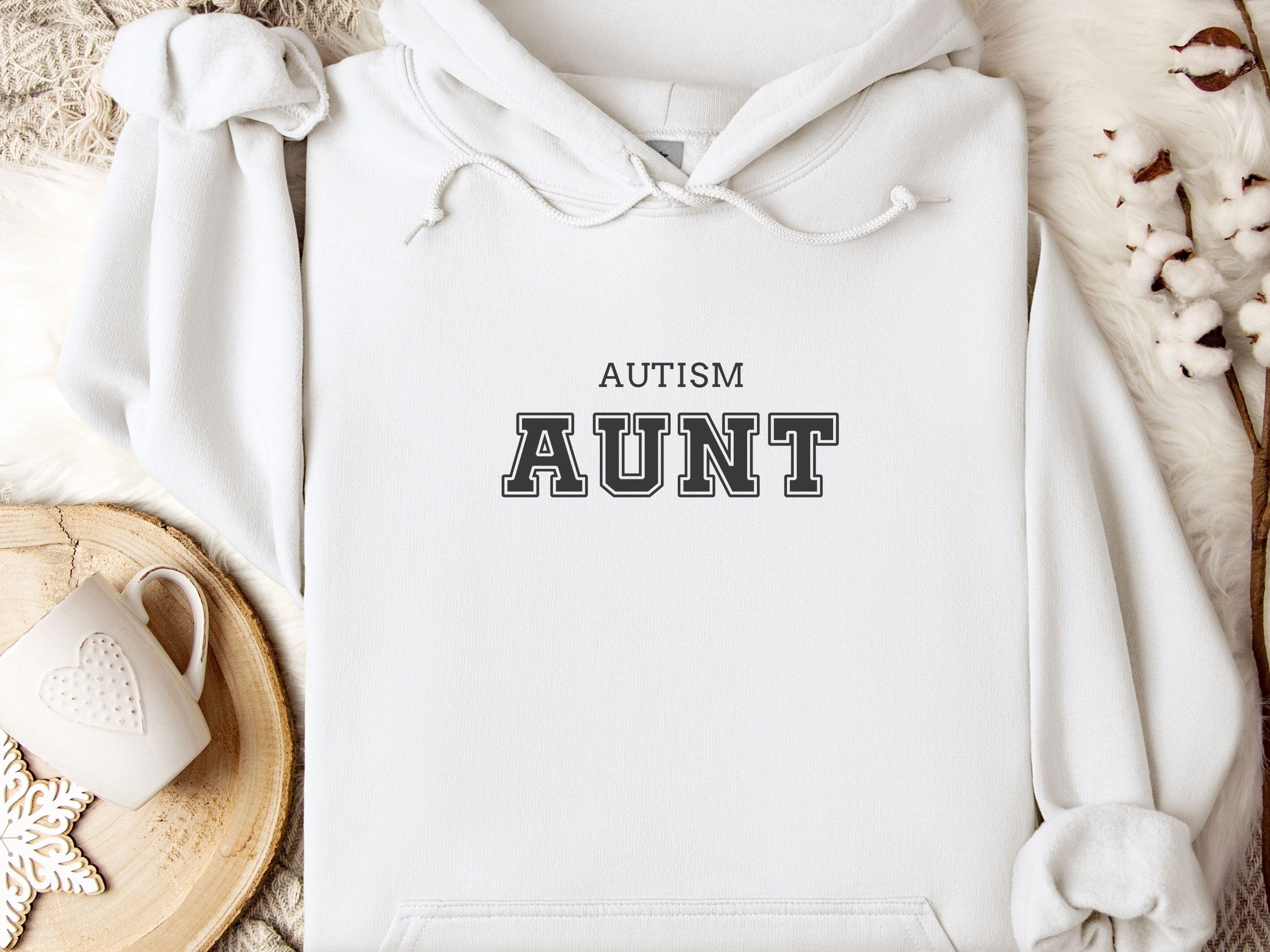 Autism Aunt Hoodie - Collegiate Edition-White-Neurodiversity, ADHD & Autism Awareness & Acceptance Hoodie by Daily Bloom