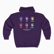 Autism Hoodie By Daily Bloom Autism Awareness 2025 - Affirmations Handprints Zip Up Hoodie