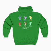 Autism Hoodie By Daily Bloom Autism Awareness 2025 - Affirmations Handprints Zip Up Hoodie