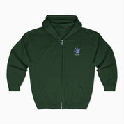 Autism Hoodie By Daily Bloom Autism Awareness 2025 - Affirmations Handprints Zip Up Hoodie Forest Green / S
