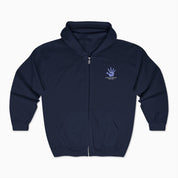Autism Hoodie By Daily Bloom Autism Awareness 2025 - Affirmations Handprints Zip Up Hoodie Navy / S