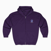 Autism Hoodie By Daily Bloom Autism Awareness 2025 - Affirmations Handprints Zip Up Hoodie Purple / S