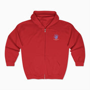 Autism Hoodie By Daily Bloom Autism Awareness 2025 - Affirmations Handprints Zip Up Hoodie Red / S