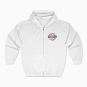Autism Hoodie By Daily Bloom Autism Awareness 2025 - Blooms of Color All Around Zip Up Hoodie White / S