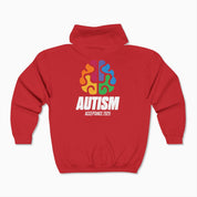 Autism Hoodie By Daily Bloom Autism Awareness 2025 - Brainbow Zip Up Hoodie