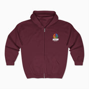 Autism Hoodie By Daily Bloom Autism Awareness 2025 - Brainbow Zip Up Hoodie Maroon / S
