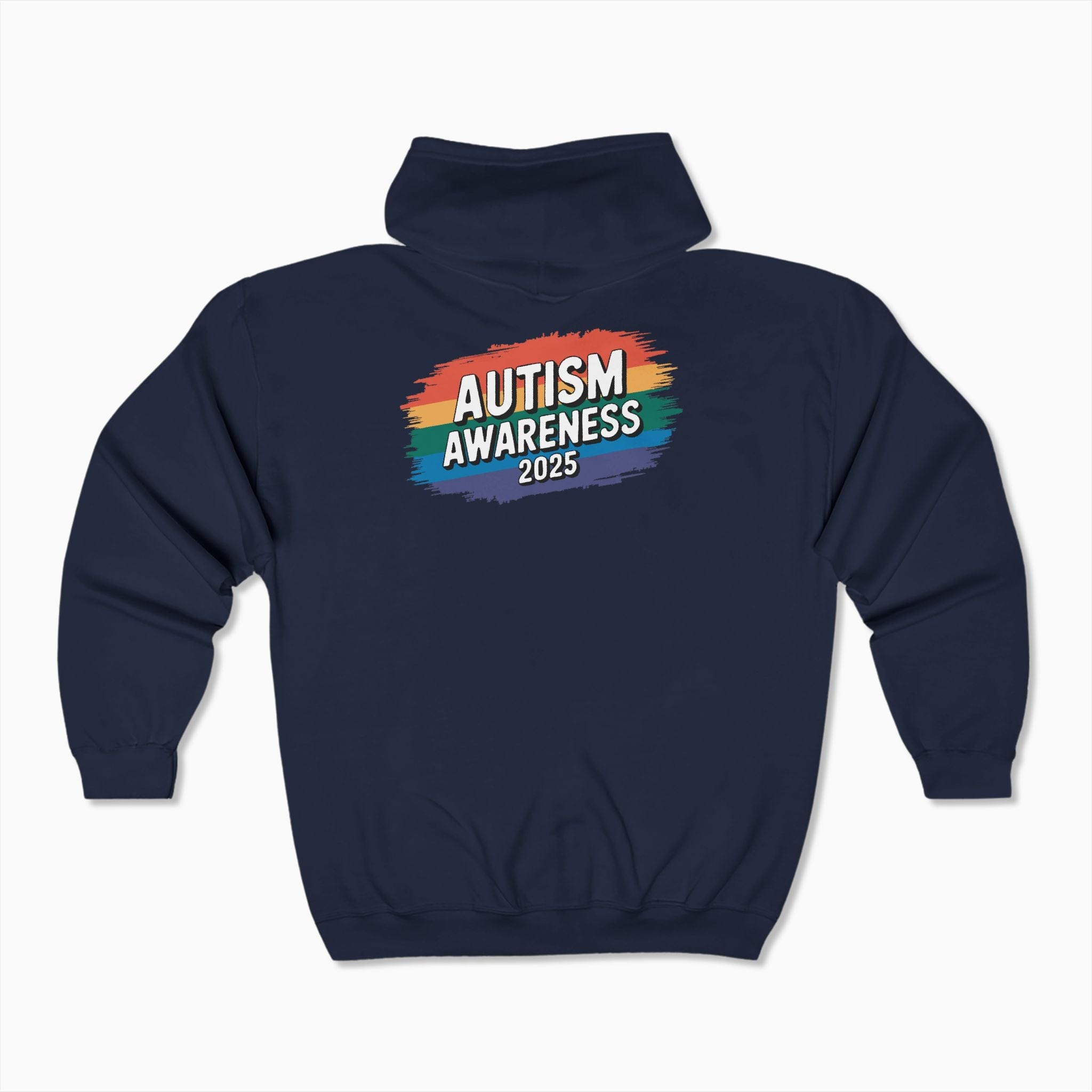 Autism Hoodie By Daily Bloom Autism Awareness 2025 - Brushstrokes of Awareness Zip Up Hoodie