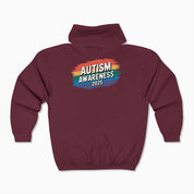 Autism Hoodie By Daily Bloom Autism Awareness 2025 - Brushstrokes of Awareness Zip Up Hoodie