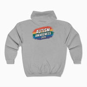 Autism Hoodie By Daily Bloom Autism Awareness 2025 - Brushstrokes of Awareness Zip Up Hoodie