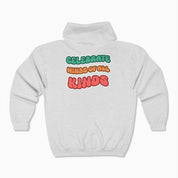 Autism Hoodie By Daily Bloom Autism Awareness 2025 - Celebrate Minds of All Kinds Zip Up Hoodie
