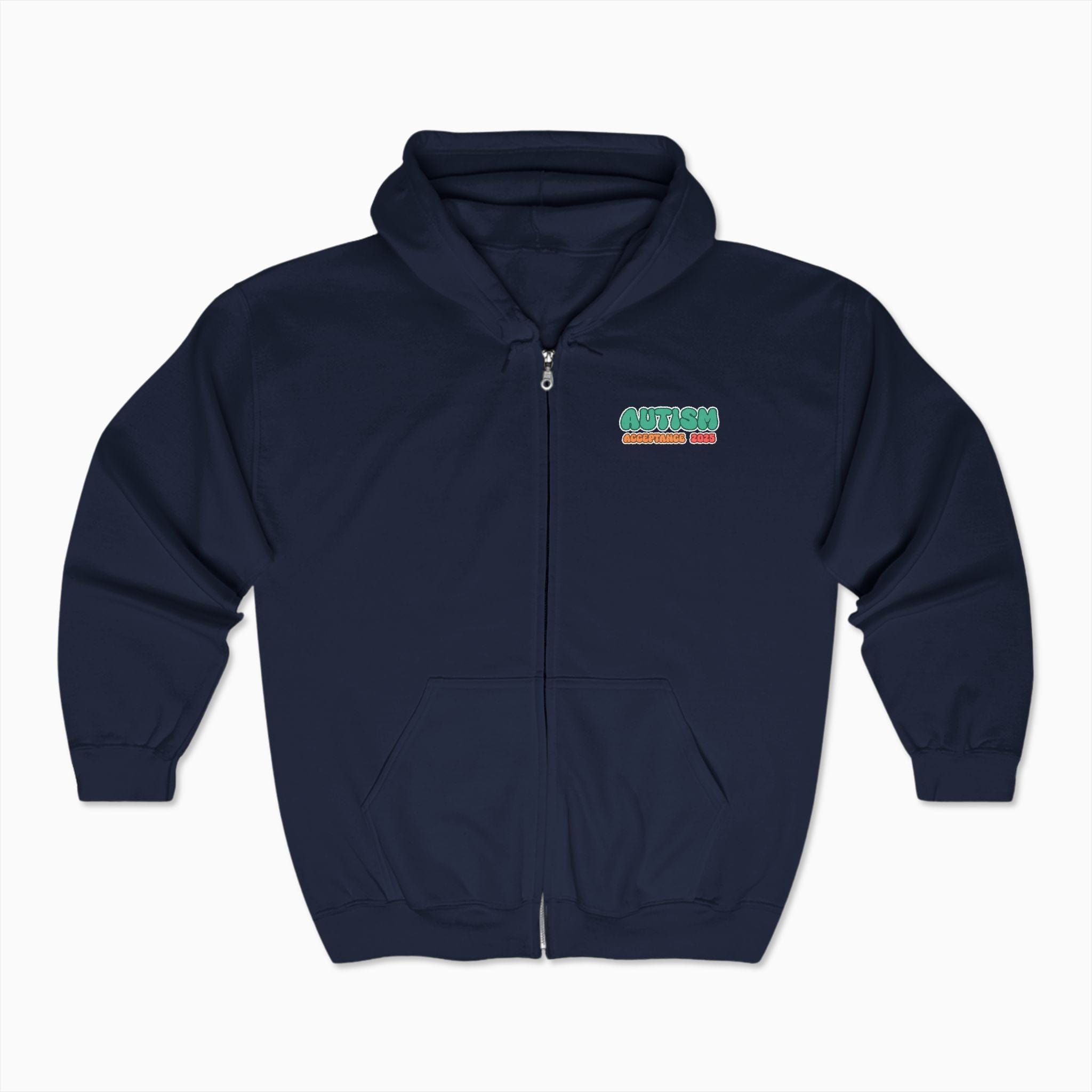 Autism Hoodie By Daily Bloom Autism Awareness 2025 - Celebrate Minds of All Kinds Zip Up Hoodie Navy / S