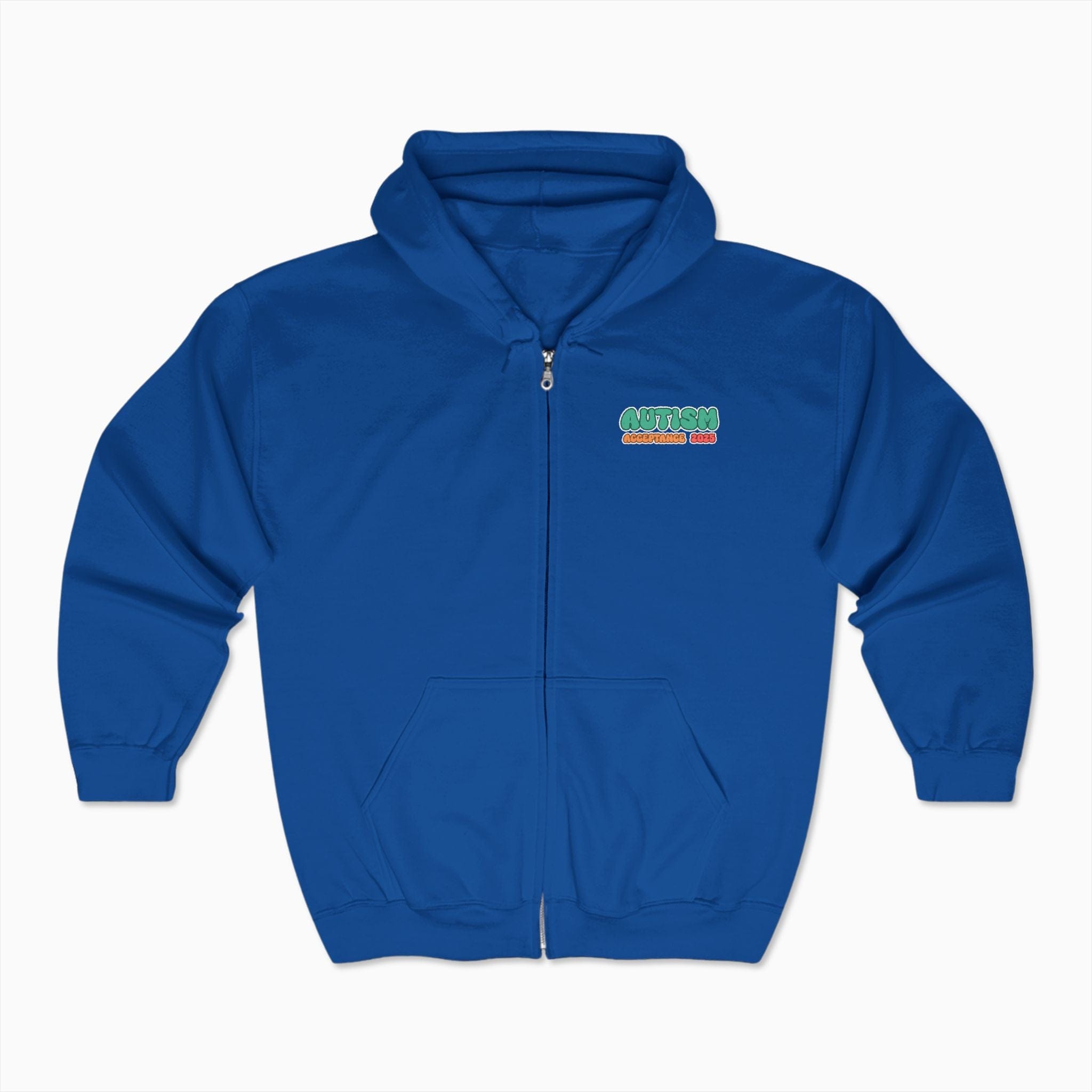 Autism Hoodie By Daily Bloom Autism Awareness 2025 - Celebrate Minds of All Kinds Zip Up Hoodie Royal / S