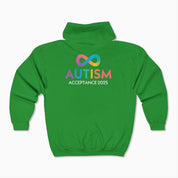 Autism Hoodie By Daily Bloom Autism Awareness 2025 - Infinity Acceptance Zip Up Hoodie