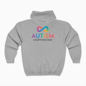 Autism Hoodie By Daily Bloom Autism Awareness 2025 - Infinity Acceptance Zip Up Hoodie
