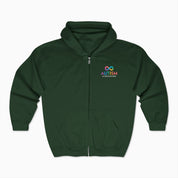 Autism Hoodie By Daily Bloom Autism Awareness 2025 - Infinity Acceptance Zip Up Hoodie Forest Green / S