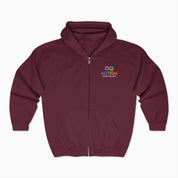 Autism Hoodie By Daily Bloom Autism Awareness 2025 - Infinity Acceptance Zip Up Hoodie Maroon / S