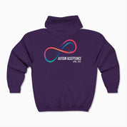 Autism Hoodie By Daily Bloom Autism Awareness 2025 - Loop of Acceptance Zip Up Hoodie