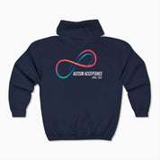 Autism Hoodie By Daily Bloom Autism Awareness 2025 - Loop of Acceptance Zip Up Hoodie