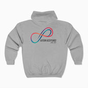 Autism Hoodie By Daily Bloom Autism Awareness 2025 - Loop of Acceptance Zip Up Hoodie