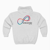 Autism Hoodie By Daily Bloom Autism Awareness 2025 - Loop of Acceptance Zip Up Hoodie