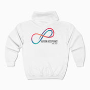 Autism Hoodie By Daily Bloom Autism Awareness 2025 - Loop of Acceptance Zip Up Hoodie