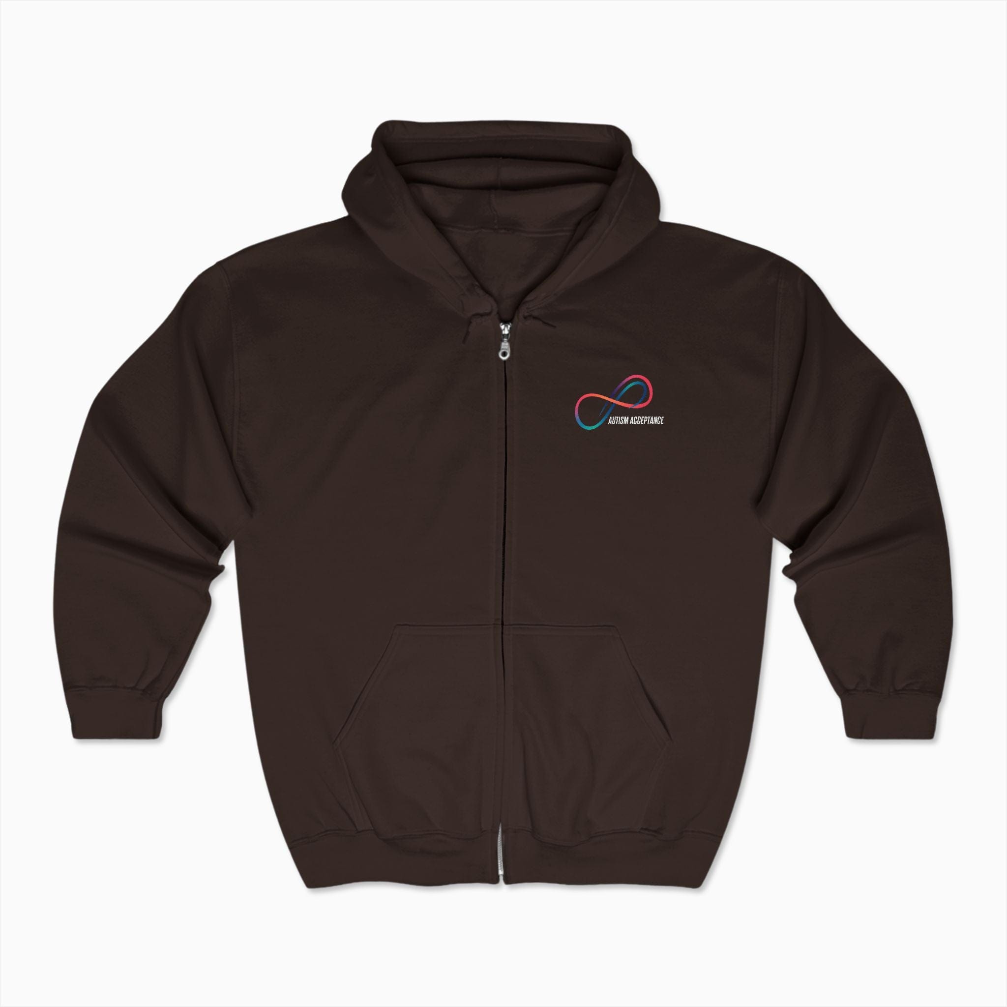 Autism Hoodie By Daily Bloom Autism Awareness 2025 - Loop of Acceptance Zip Up Hoodie Dark Chocolate / S