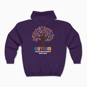 Autism Hoodie By Daily Bloom Autism Awareness 2025 - Tree of Acceptance Zip Up Hoodie